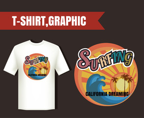 California surf typography, t-shirt graphics , vector format eps10