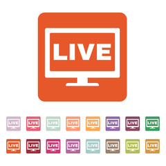The live tv icon. Broadcasting and broadcast symbol. Flat