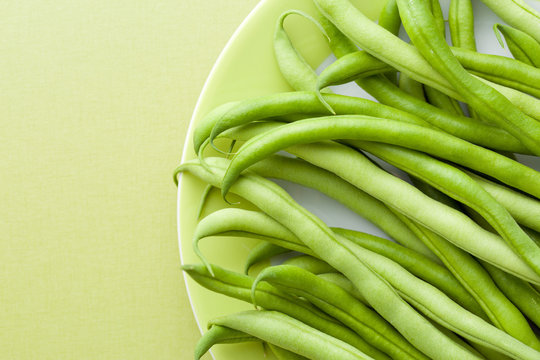 green beans on green table