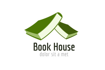 Book house roof template logo icon. Back to school. Education