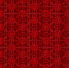 Seamless Chinese window tracery lattice geometry round pattern background.
