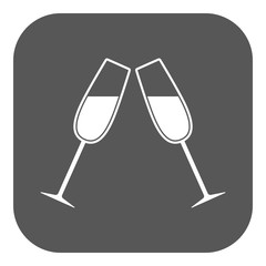 The clink glasses icon. Wineglass and goblet, celebration symbol. Flat