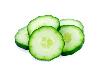 sliced cucumber isolated on white background