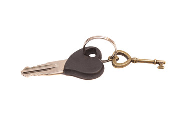 Heart shaped keys isolated on white