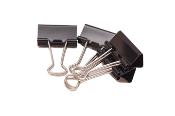Black Paper clips isolated on white background