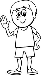 happy boy cartoon coloring page