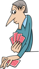 man playing cards cartoon