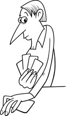 man playing cards cartoon