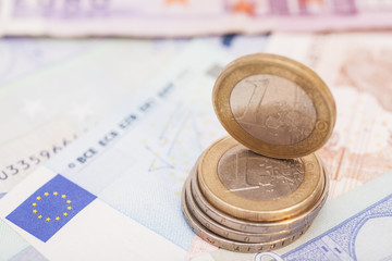 Money euro coins and banknotes