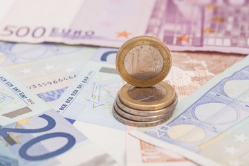 Money euro coins and banknotes