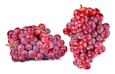 red grapes isolated on white background.