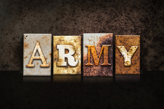 Army Letterpress Concept on Dark Background
