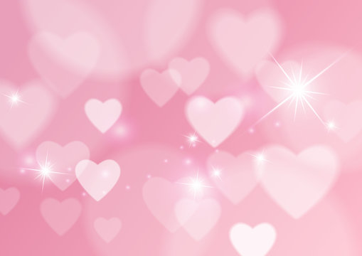 Love Abstract Background with Hearts and Bokeh Lights