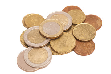 Euro coins isolated on white background
