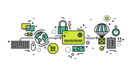 Secure payment line style illustration