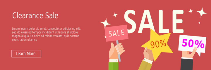 Flat designed banners for clearance sale concept. Vector