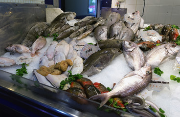 Fischverkauf in Markthalle