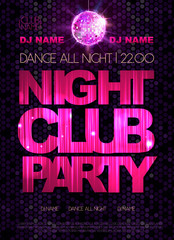 Disco background. Disco poster. Night club dance