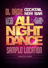 Obraz premium Typography Disco background. Disco poster dance all night