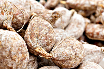 Traditional salami at Italian market