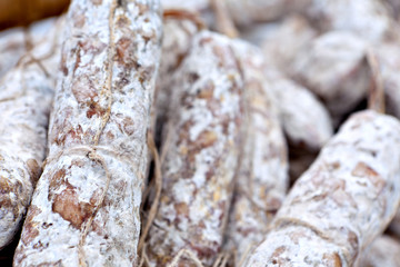 Traditional salami at Italian market