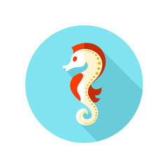 Sea Horse flat icon with long shadow
