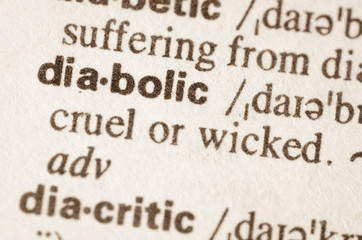 Obraz premium Dictionary definition of word diabolic