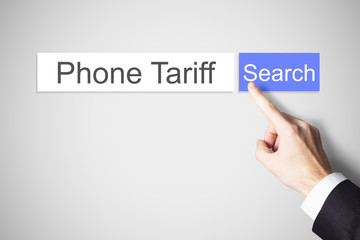 finger pushing web search button phone tariff