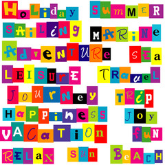 Colorful  words  relate with summer and holiday