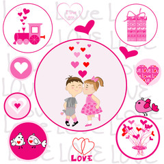 Set of round frames with Valentine elements