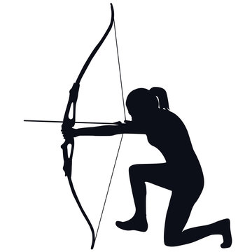 recommend clip art: Female archer with bow and arrow