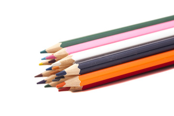 Colour pencils isolated on white background