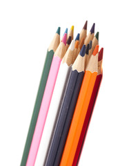 Colour pencils isolated on white background