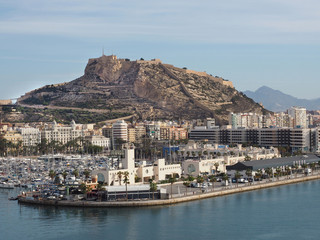 Skyline Waterfront and Fortress of Alicante, Spain