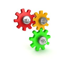 Gears over white background