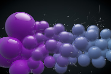 3 D render of bubbles in motion.
