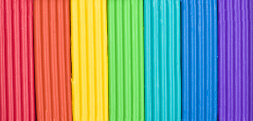 Briquettes of children's plasticine the rainbow's colours