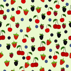 abstract doodle berry seamless pattern
