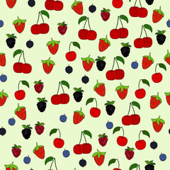 abstract doodle berry seamless pattern