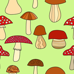 abstract doodle mushroom seamless pattern