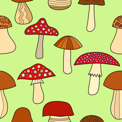abstract doodle mushroom seamless pattern