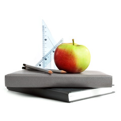 Back to school- still life on white background.