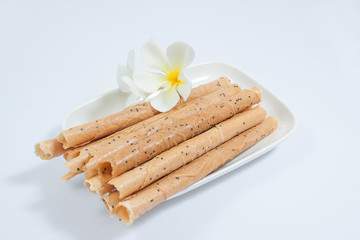 Tong Muan, a type of rolled wafer, a traditional dessert in Thai