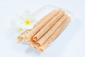 Tong Muan, a type of rolled wafer, a traditional dessert in Thai