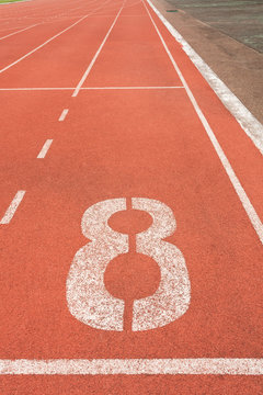 Athletics track lane number eight
