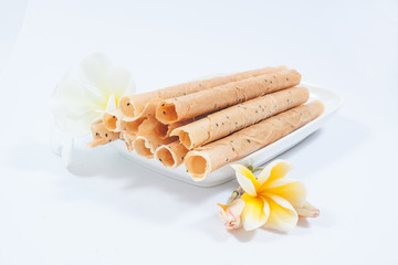 Tong Muan, a type of rolled wafer, a traditional dessert in Thai