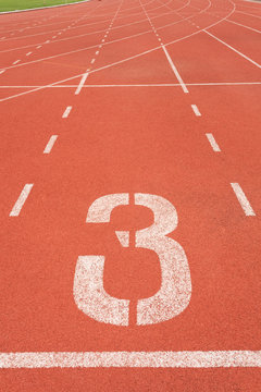 Athletics track lane number three