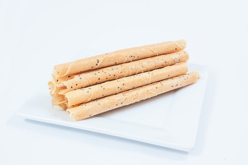 Tong Muan, a type of rolled wafer, a traditional dessert in Thai