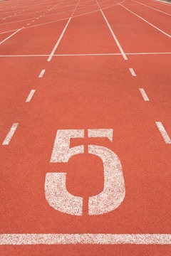 Athletics track lane number five