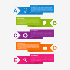 Paper ribbon infographics design template.